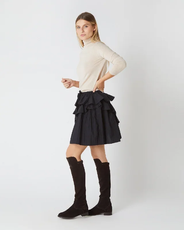 Sigrid Skirt in Noir Solid Poplin